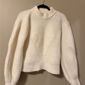 Cropped White Knit Sweater